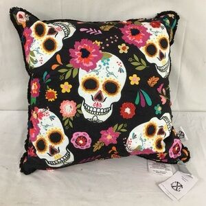 NWT Christian Lacroix Halloween Sugar Skull Floral Embroidered Pillow Fall
